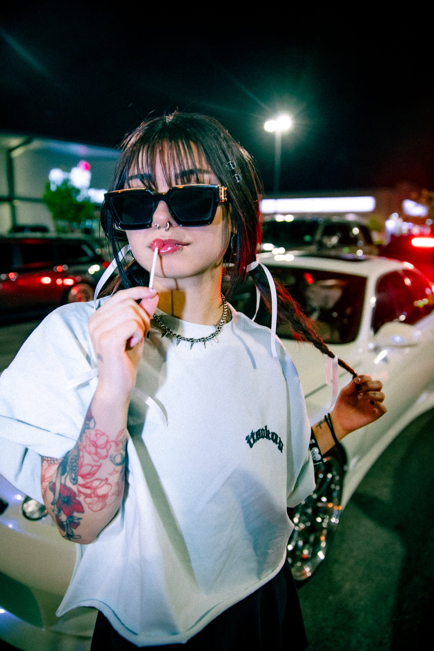 GOODLUCK Cropped Tee White